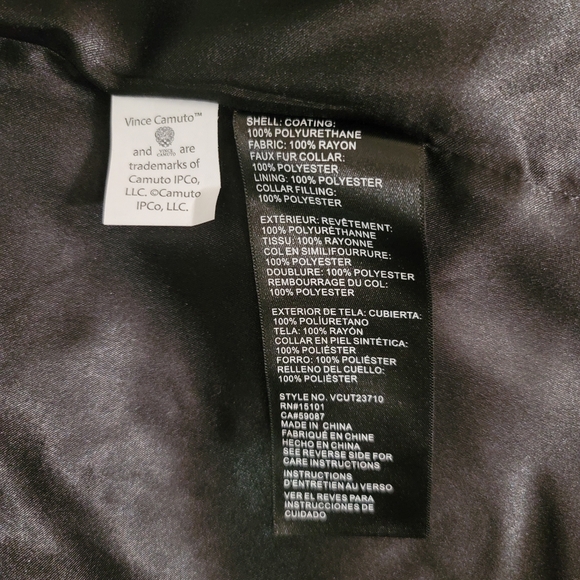 Vince Camuto Womans Black Faux leather Trench Coat Detachable Collar - Picture 10 of 14